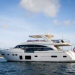 Sorana II Crewed Princess 81 Motoryacht Charters Cruising the Caribbean.