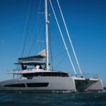 Ad Astra Crewed Fountaine Pajot Thira 80 Catamaran Charter Sailing Greece.