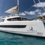 Serenity Crewed Bali 4.8 Catamaran Charters Sailing the BVI