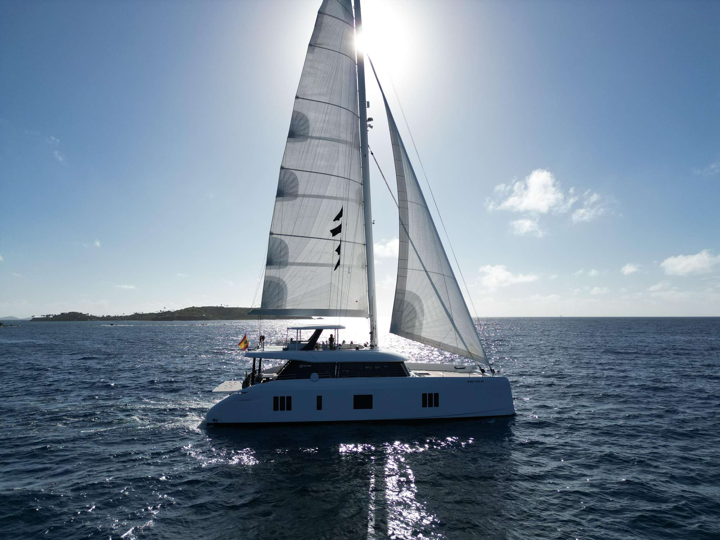 Entre4 Crewed Sunreef 80 Catamaran Charter Sailing the Caribbean.