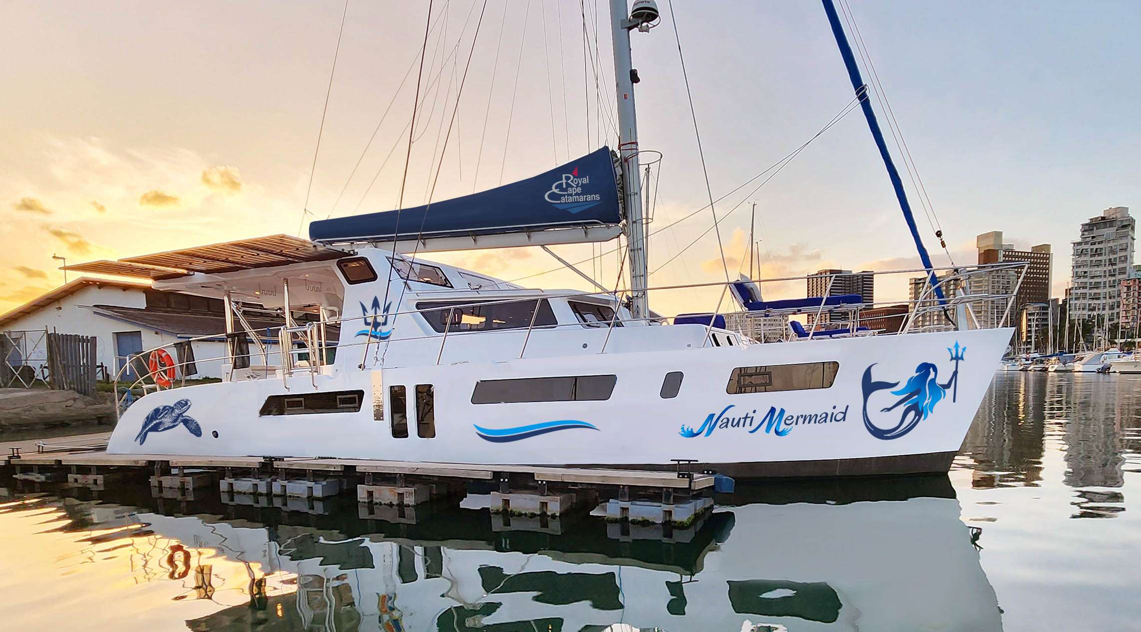 Nauti Mermaid Crewed Royal Cape 53 Catamaran Charters Sailing the BVI