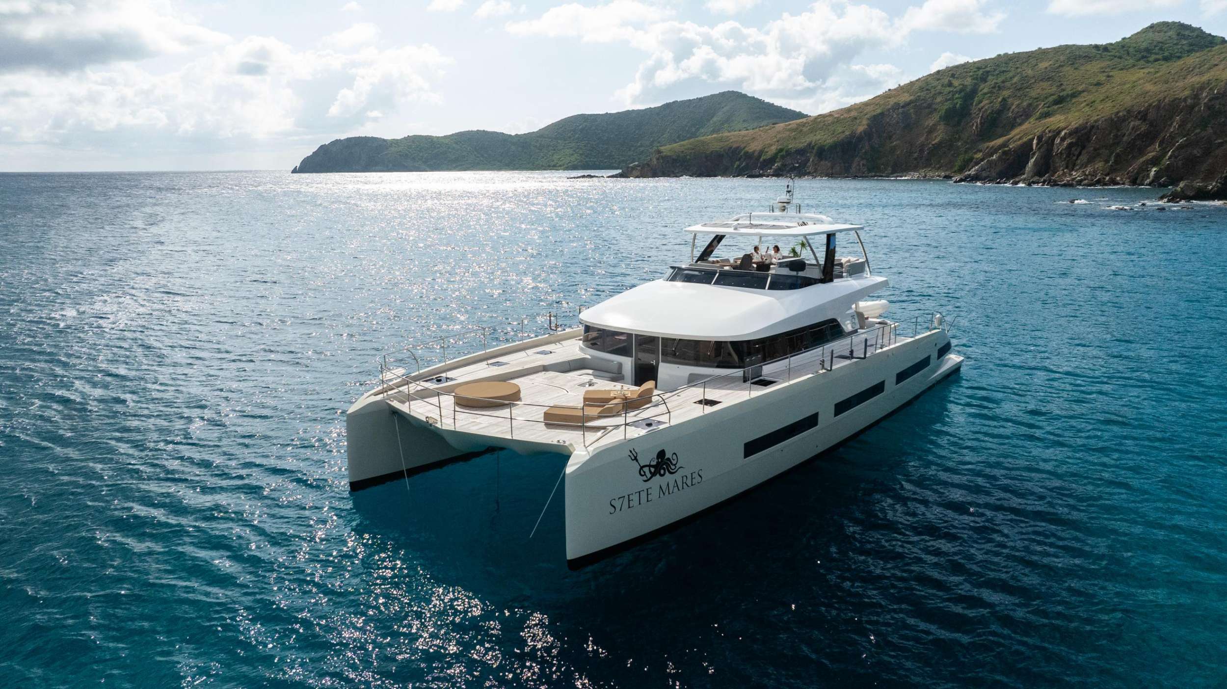 Siete Mares Crewed Lagoon Seventy 8 Powercat Charters Cruising the BVI