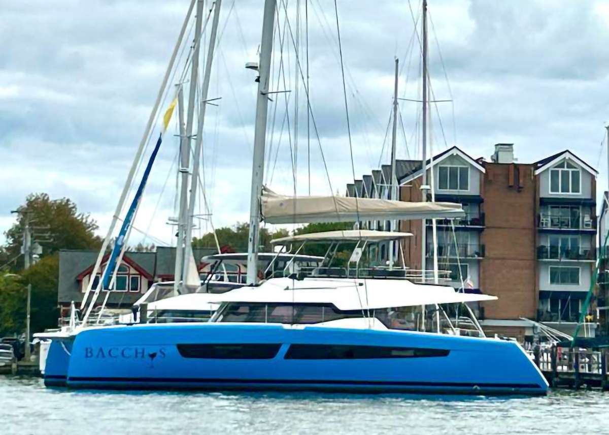 Bacchus Crewed Samana 59 Catamaran Charter Sailing the BVI