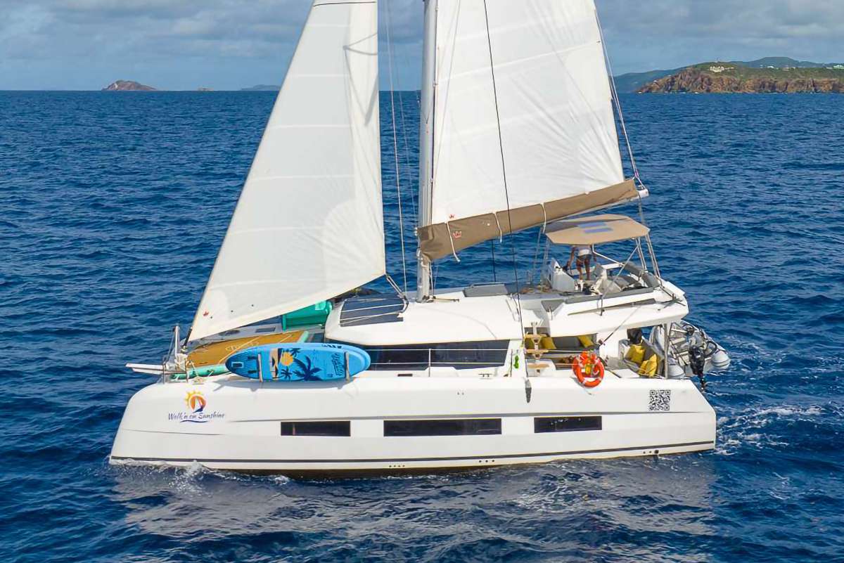 Walk'n on Sunshine Crewed Dufour 48 Catamaran Charters Sailing St. Thomas