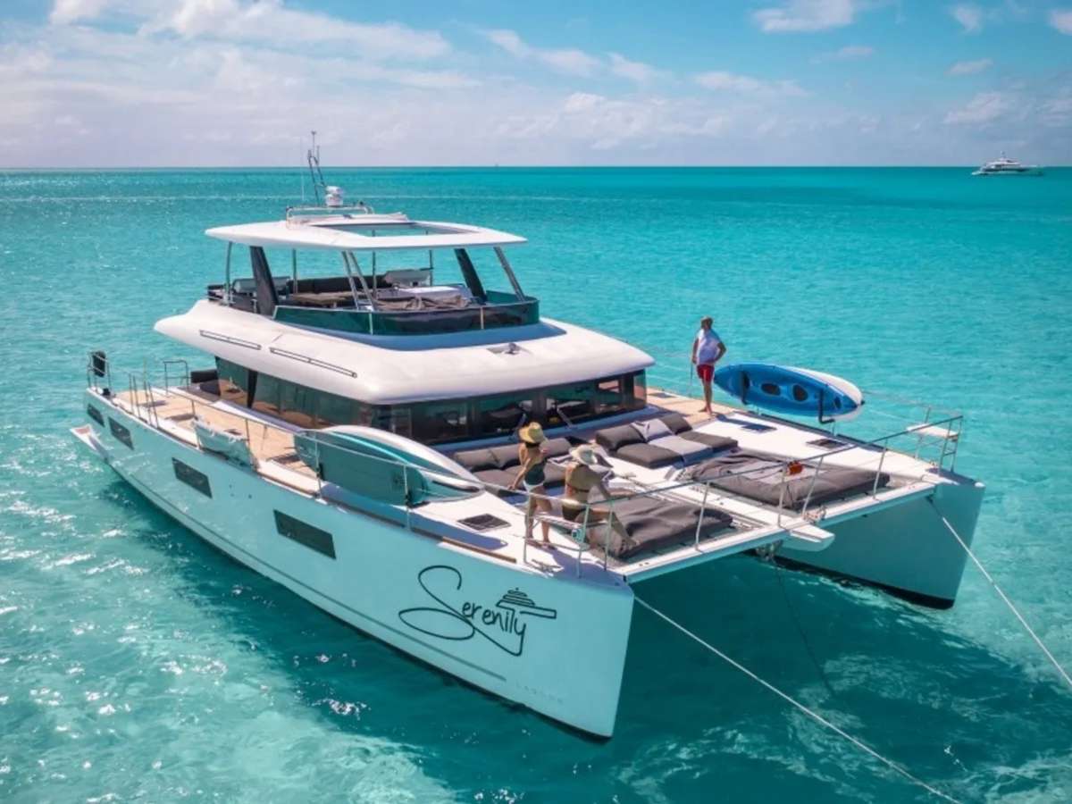 Serenity VII Crewed Lagoon 63 Powercat Charters Cruising the Bahamas