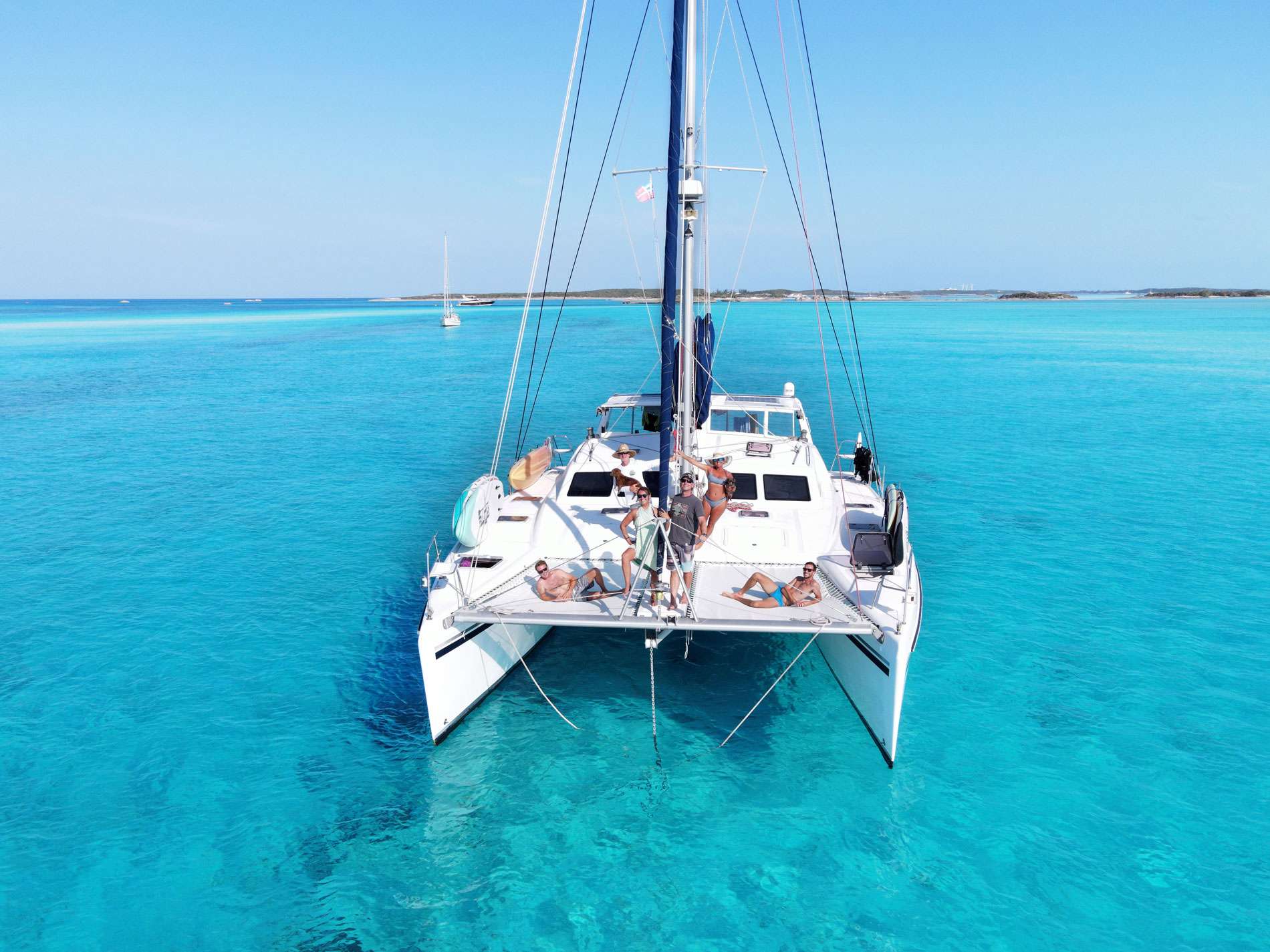 Tahina Crewed St. Francis 50 Catamaran Charter Sailing the Bahamas.