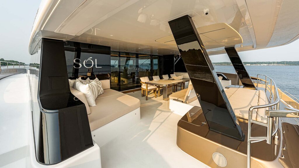 SOL Crewed Power Catamaran Aft Cockpit