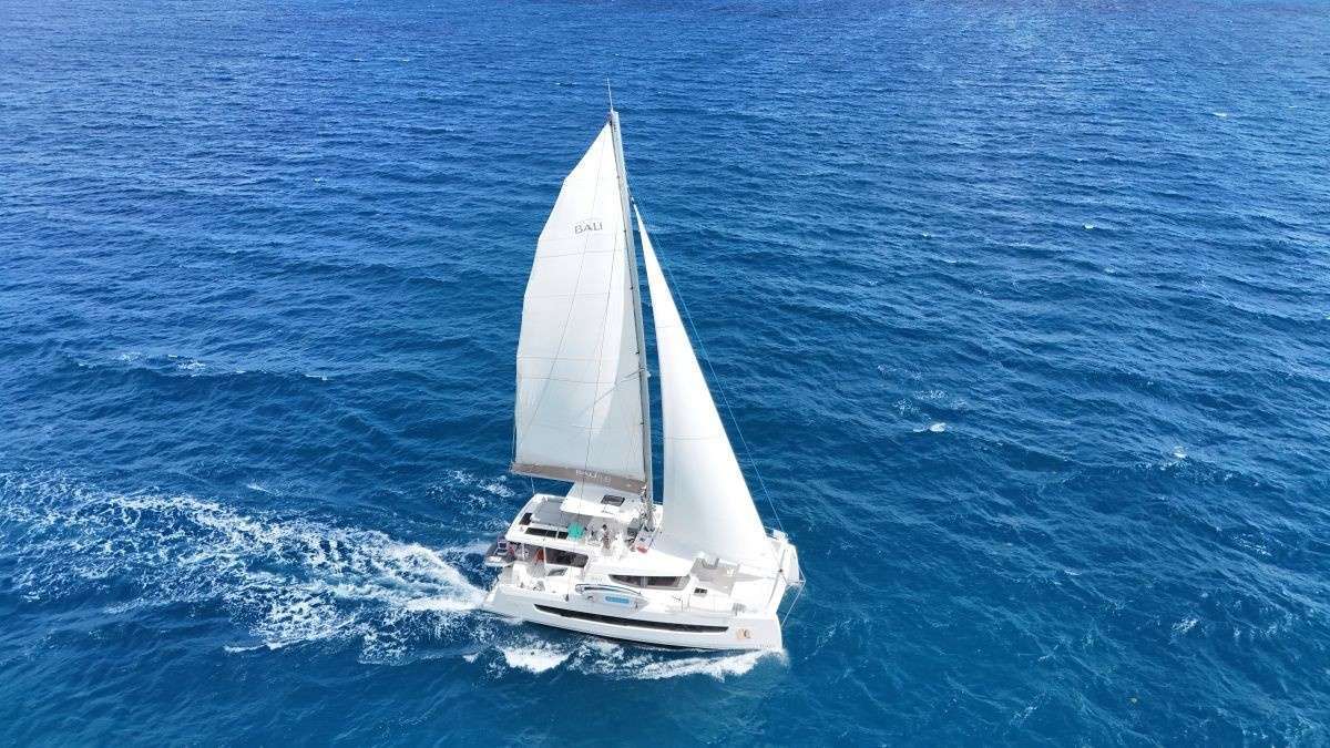 Merry Time Crewed Bali 4.8 Catamaran Charters Sailing the Virgin Islands.