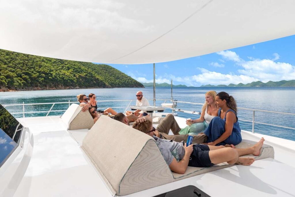 Luxury Crewed Power Catamaran Seaglass 74 Foredeck