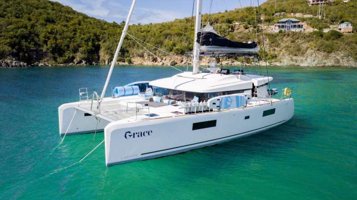 Grace Crewed Lagoon 52 Catamaran discount sailing the BVI