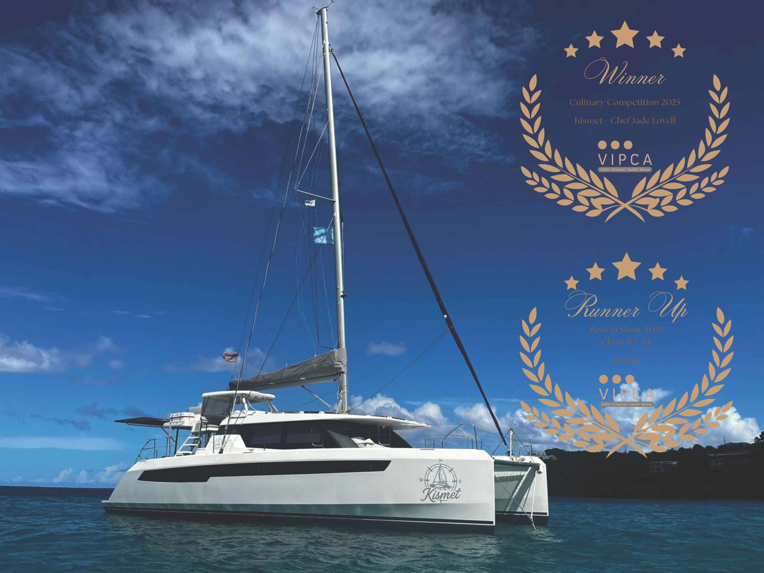 Kismet Crewed Leopard 50 Catamaran Charters Sailing the BVI.