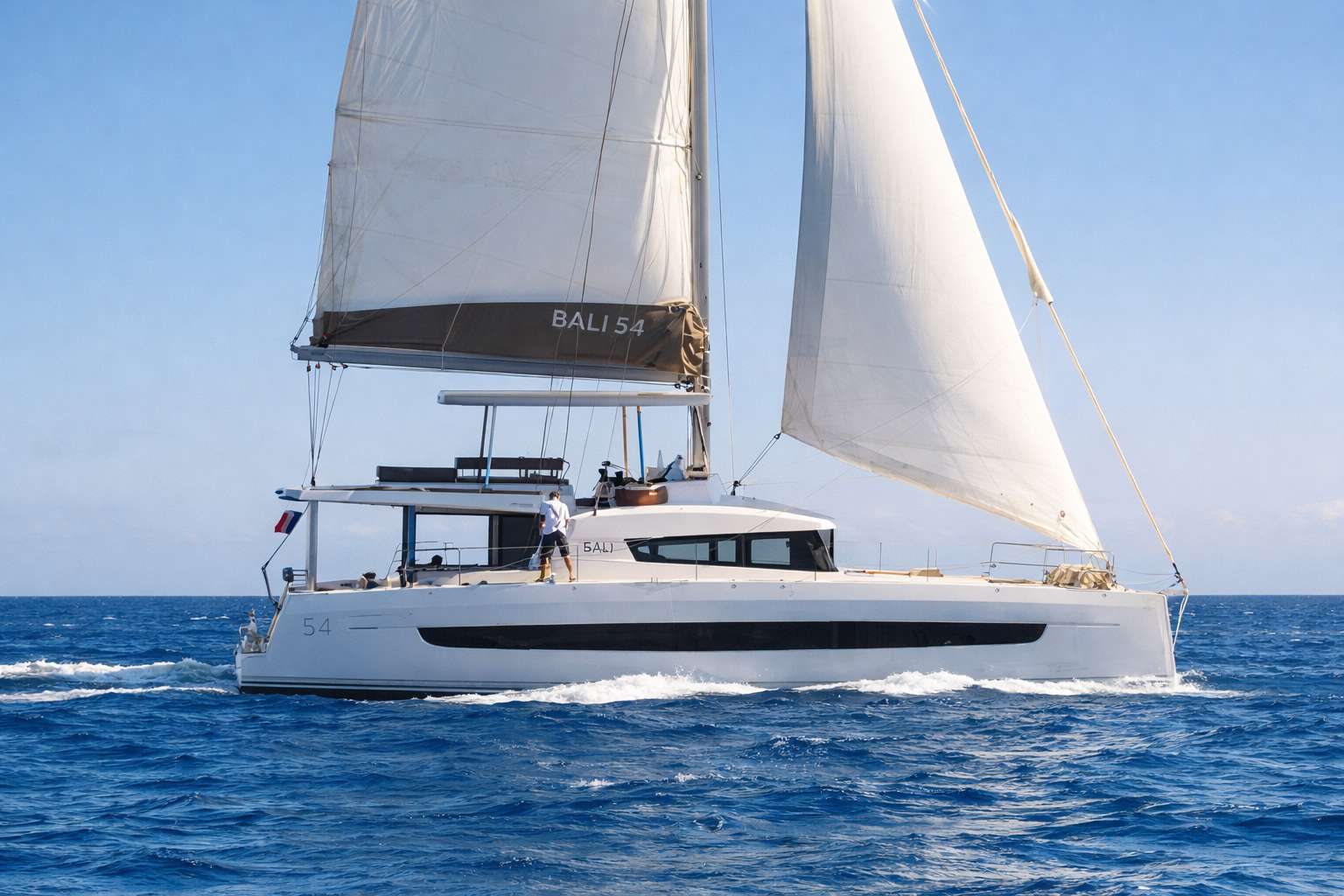Chillin' Hut Crewed Bali 5.4 Catamaran Charters Sailing the US Virgin Islands.