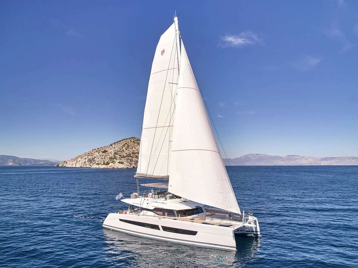 Encore Crewed Fountaine Pajot Alegria 67 Catamaran Charter Sailing the BVI.