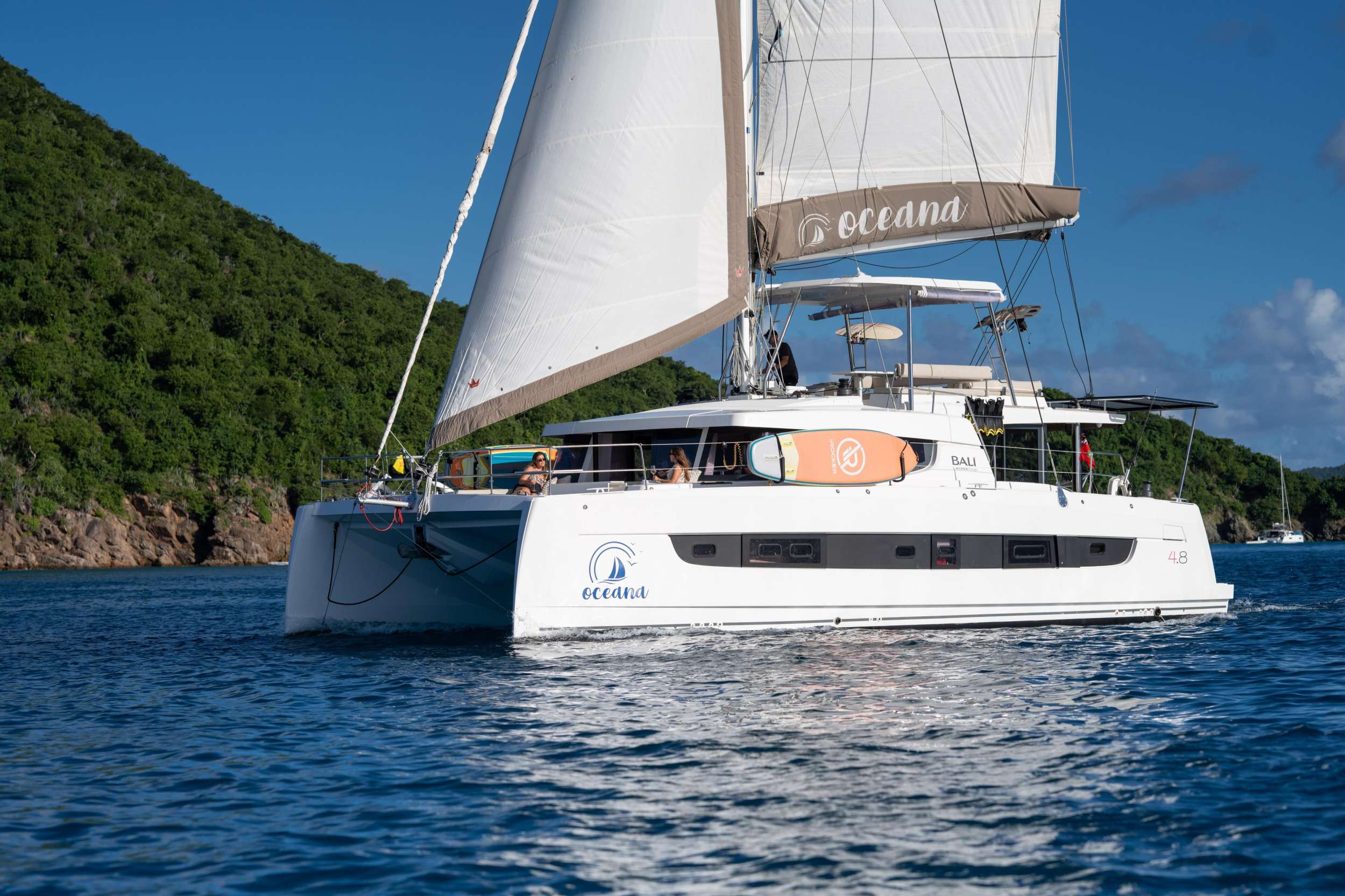 Oceana Crewed Bali 48 Catamaran Charters Sailing the BVI.