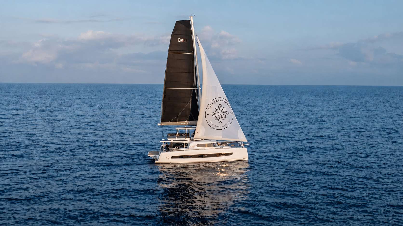 Meridian Crewed Bali 5.2 Catamaran Charter for up to 12 guests Sailing the Bahamas.