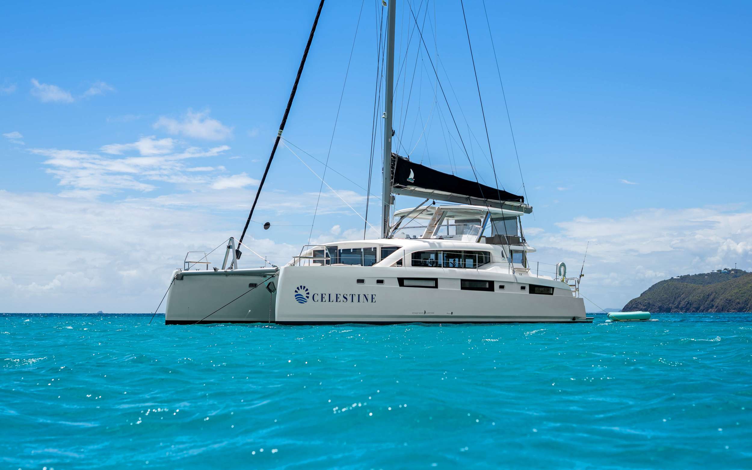 Celestine Crewed Voyage 590 Catamaran Charters Sailing the USVI.